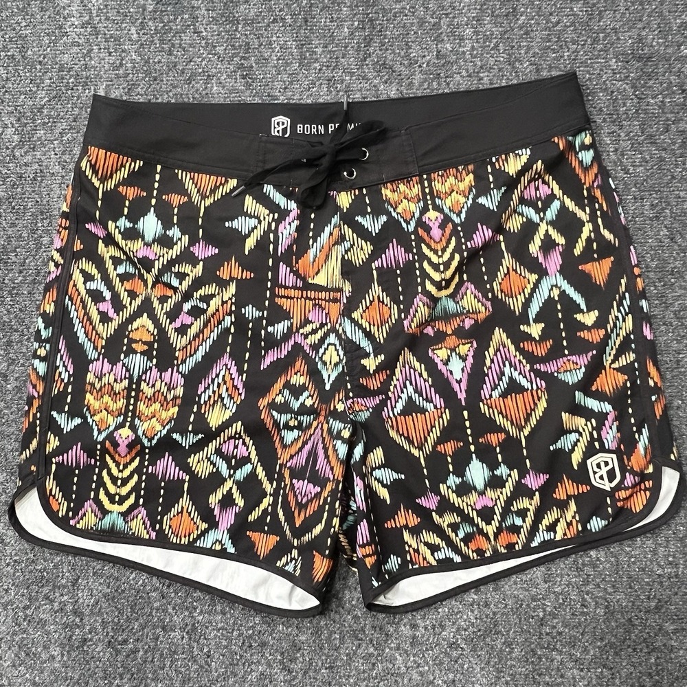 Born Primitive Athletic Hybrid Board Shorts Men's 34 Aztec AOP Unlined Swimming